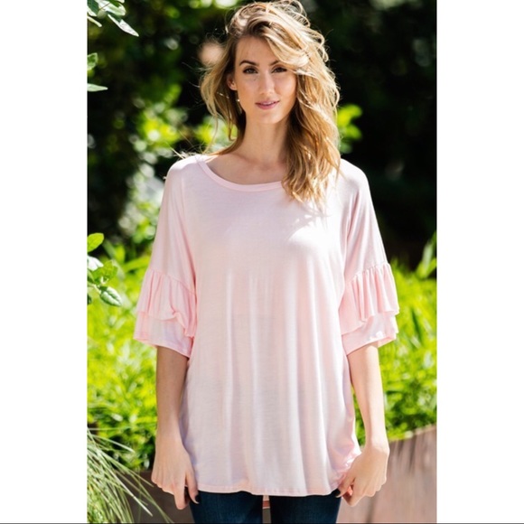 🐣🆕5⭐️JUST IN Gorgeous Double Ruffle Sleeve Top - Picture 3 of 5